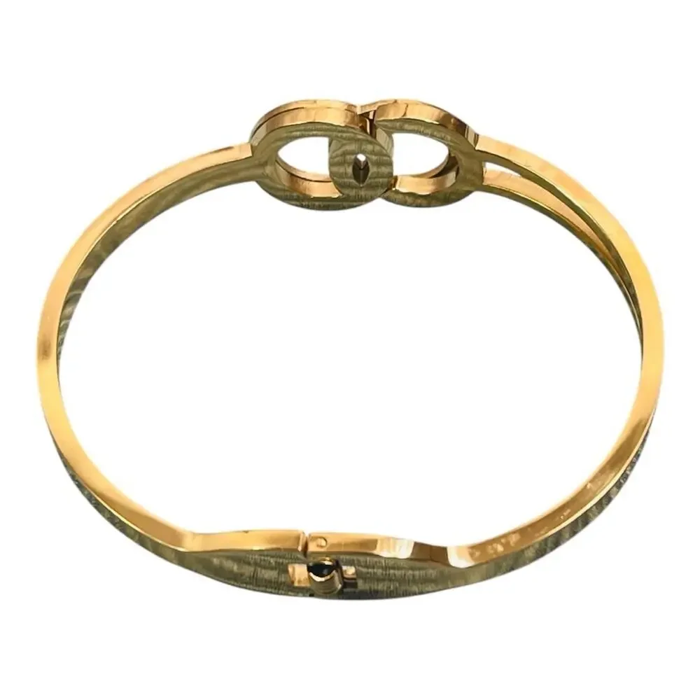 18K Gold Plated Double Circle Bangle Bracelet